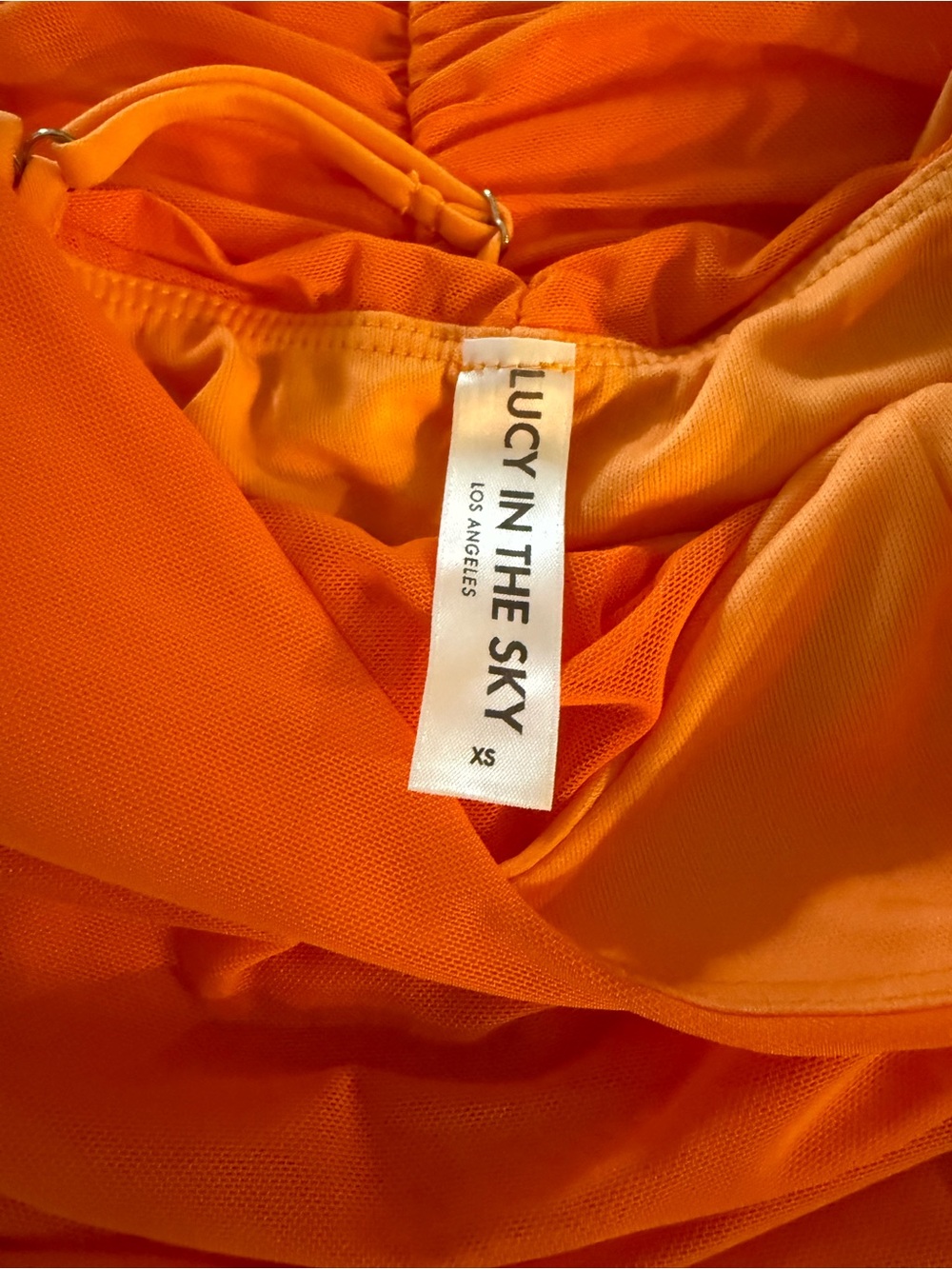 Lucy in the Sky Ruched Spaghetti-Strap Mini Dress - Orange - Picture 4 of 4